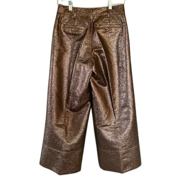 Madewell Slim Emmett Wide-Leg Crop Pants in Rose Gold Metallic, size 25 NWT - Picture 5 of 8